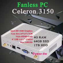 Mini PC i3 3150U Windows 10 Micro Barebone Computer HD 5500 Graphics 4K 300M Wifi Bluetooth VGA HDMI 4GB RAM 64GB SSD 1TB HDD