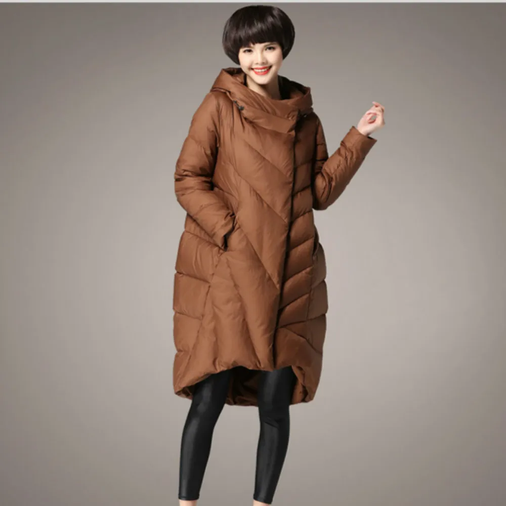 

New Plus Size M~5XL Winter Women's Jacket Windproof Warm Women Parkas Duck Down Filling Long Thicken Coat Female Loose Outerwear