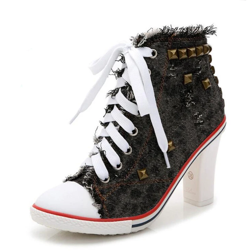 shadeng Casual high heels ladies shoes canvas shoes 2018 popular Roman models Women's Shoes