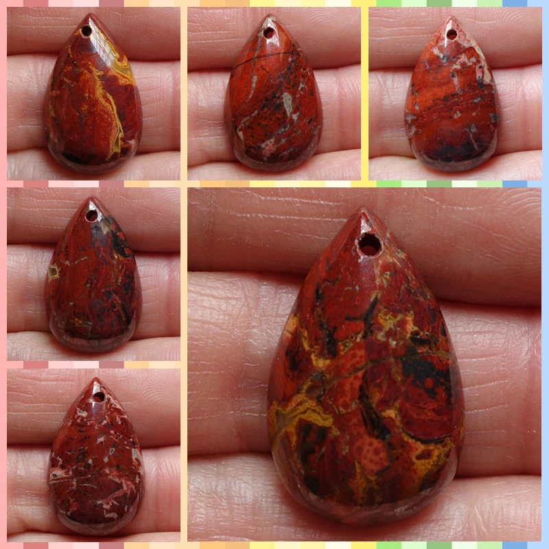 24x15x6mm Free Shipping Water Drop Natural Flame Stone Necklace&Pendant
