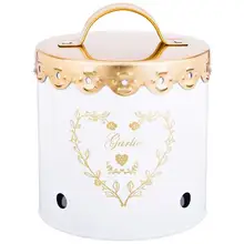 Емкость для продуктов AGNESS, Чеснок, 11*11 см, белый/золото