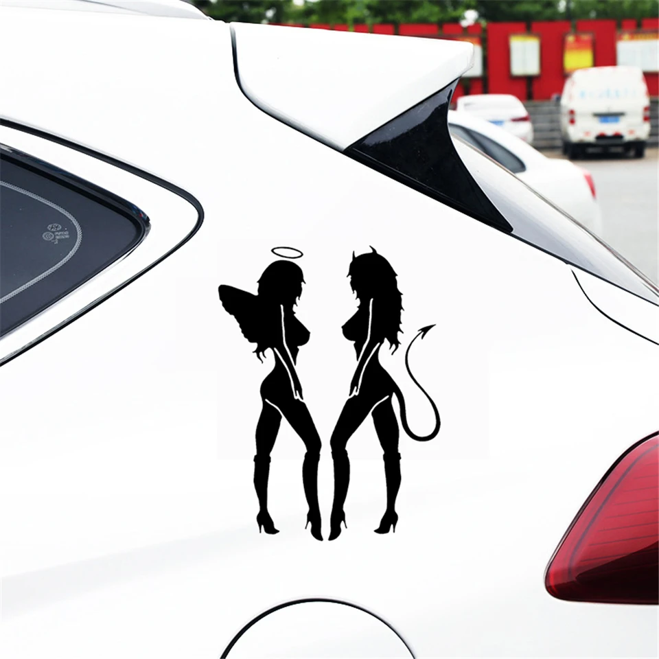ANGEL DEVIL Sexy Girl fun Personality Car Sticker Decal Car Styling Fashion Car Decoration Waterproof Stickers funny 10 (2)