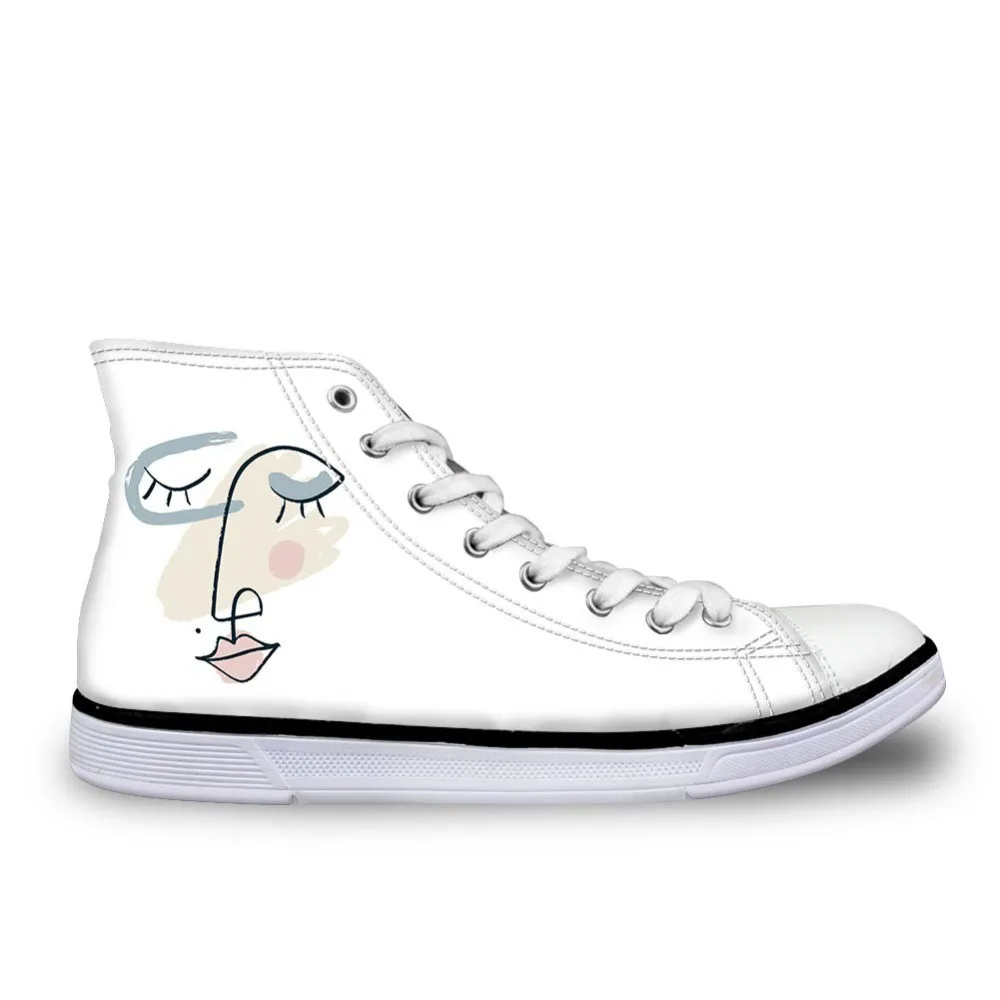 

Women High Top Sneakers Simple Hand Drawn Trendy Vulcanize Shoes Teenage Girls Personalized High Top Canvas Shoes