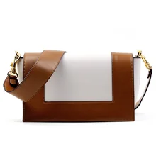 Classic Women Elegant Flap Bag Messenger Shoulder Cross Body Bag 2017 Contrast Color Cowhide Leather Handbag Female Purse