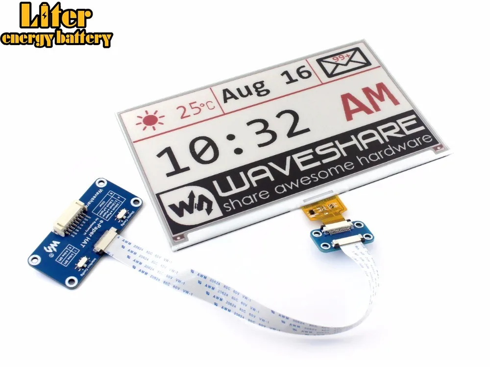 Waveshare 640x384, 7,5 дюймов E-Ink display HAT для Raspberry Pi 2B/3B/Zero WThree-Цвет: красный, черный, белый, SPI интерфейс, без подсветки