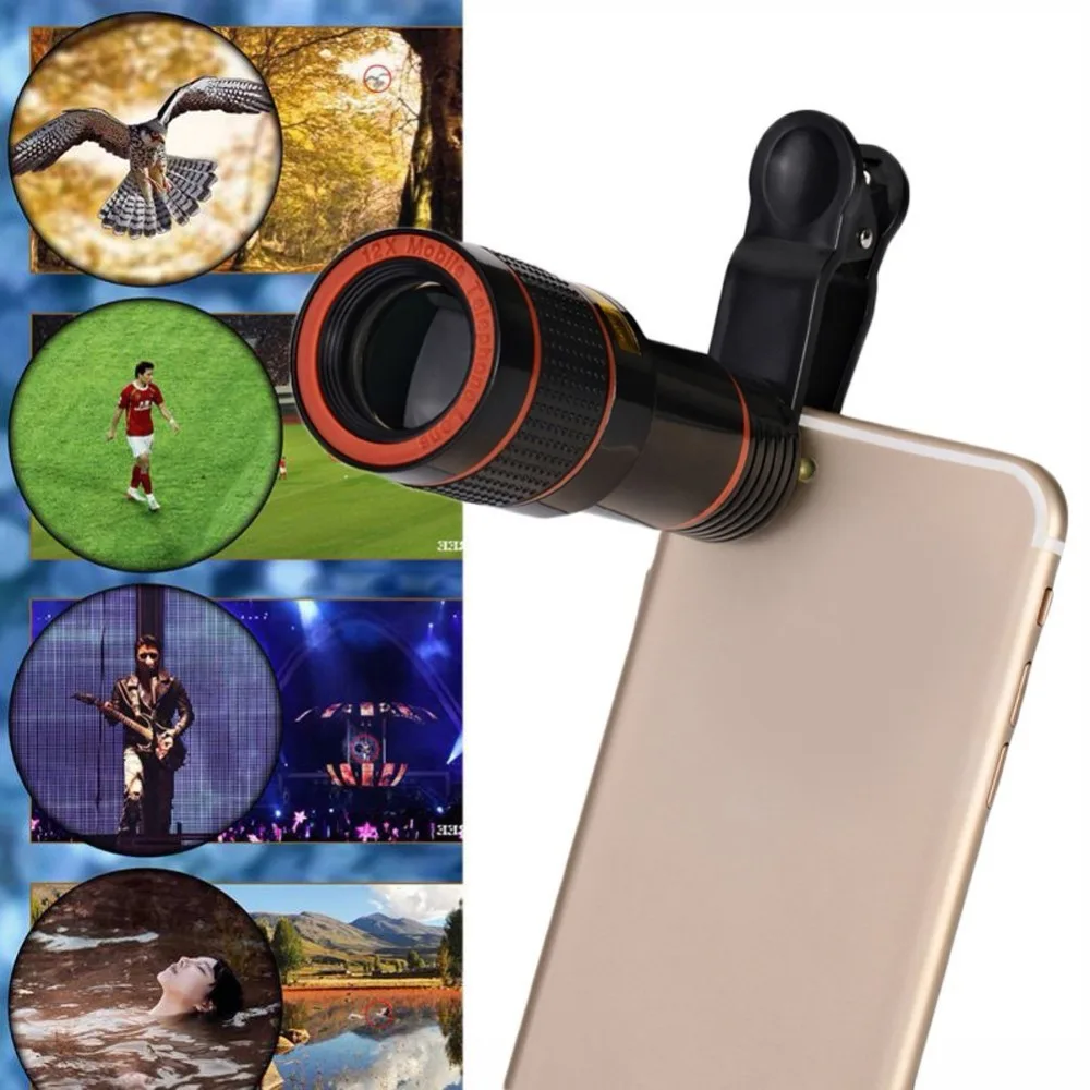 Tongdaytech Универсальный 12X ZoomTelephoto объектив оптический телескоп мобильный телефон объектив камеры с зажимами для смартфона