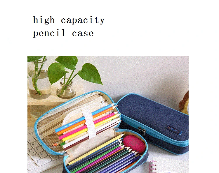 Solid Color Pencil Case High Capacity Pen Bag Case School Supplies Boy Stationery Bag Organizer Gift Pouch Pencil Holder Case