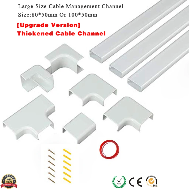 

Large Size Thickened Cable Concealer Cord Cover Raceway Kit Cable Raceway On-Wall Cord Cover Surface Mount Electrical Channel