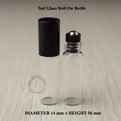 100 шт. 5 мл roll на ролик бутылок для эфирные масла Roll-на многоразового флакон духов дезодорант контейнеров с черной крышкой
