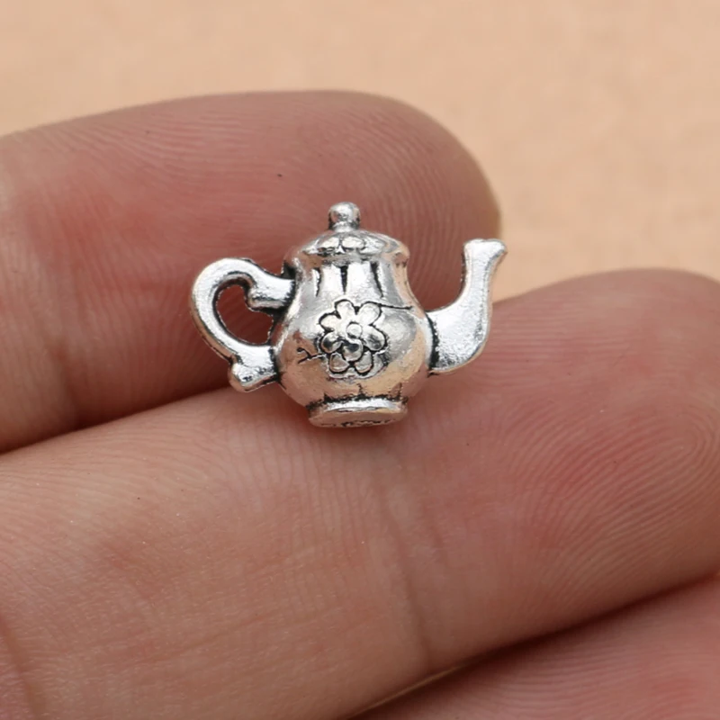 Kjjewel التبتية الفضة لهجة ابريق الشاي السحر المعلقات مجوهرات صنع سوار diy النتائج مجوهرات 17x12 ملليمتر