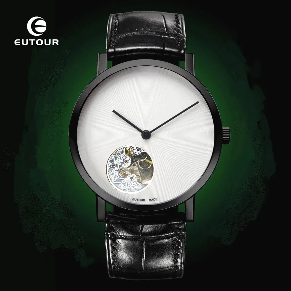 

Eutour Mechanical Automatic Luxury Skeleton Watch Mens Minimalist Men Clock Wristwatches Designer Boys Genuine Leather Business