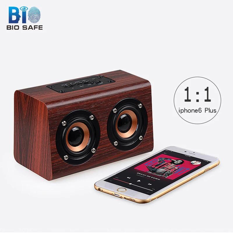 

Biosafe Outdoor Wood Bluetooth Mini Speaker For Iphone Wireless Phone Speakers TF Subwoofer Audio Music Player Computer Speakers