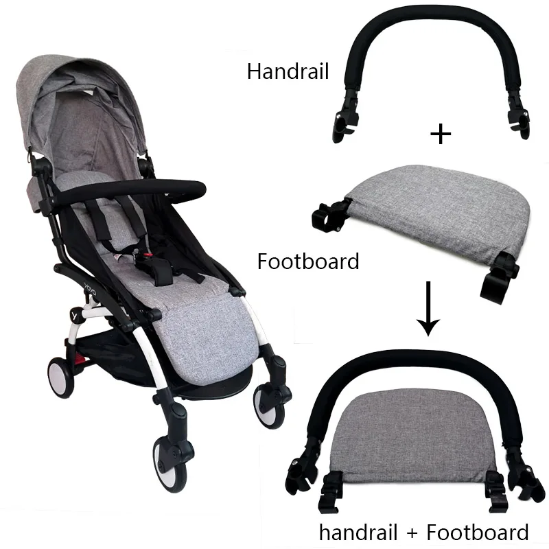 2Pcs/Set Stroller Footboard & Leather Cloth Material Handle Bar