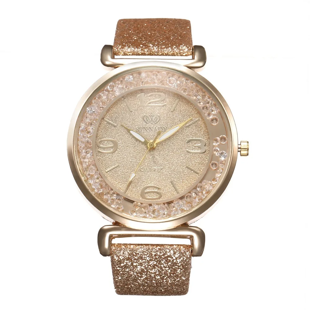 

New Ladies Luxury Rhinestone Quicksand Digital Watch Casual Fashion Quartz Watch Female Models White Red Green Silver Brown Gold