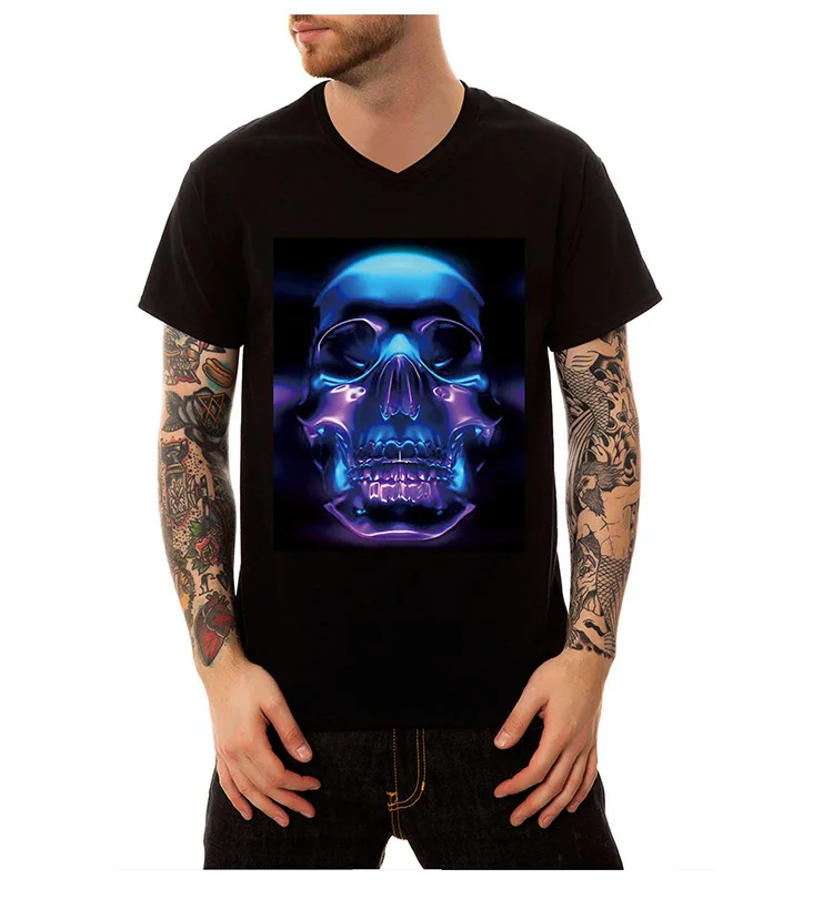 Новые модные футболки Мужская футболка с черепом брендовая Homme 2D Футболка с принтом s Повседневная футболка с коротким рукавом Футболка плотный облегающий Топ