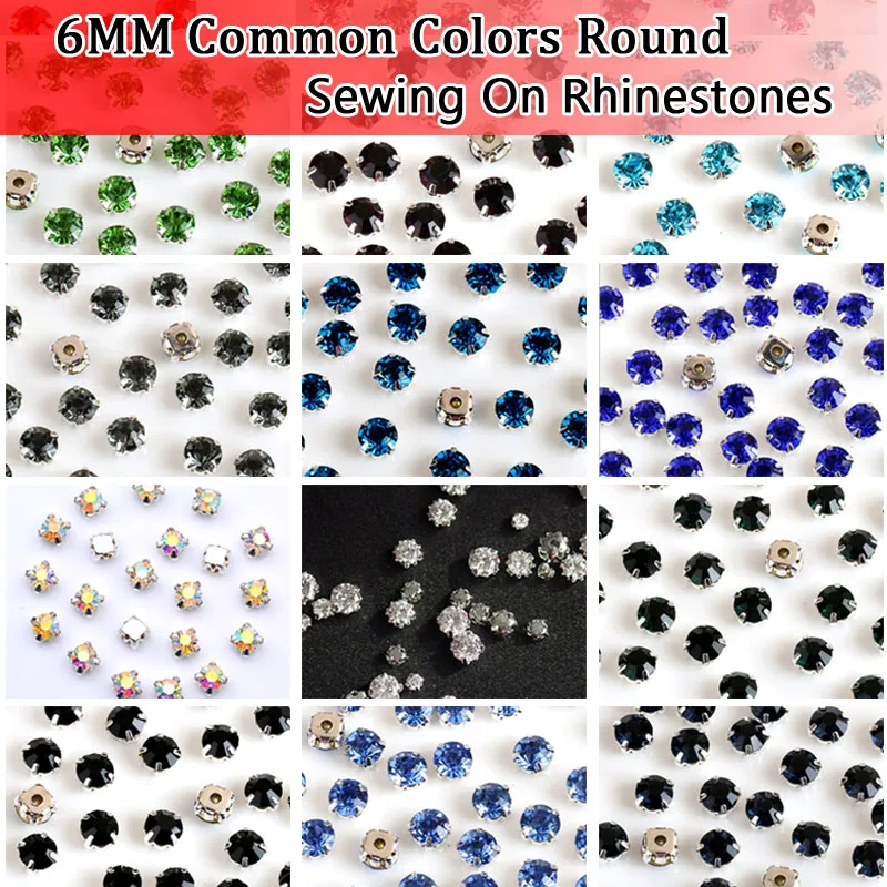 Crystal Crystal AB Sapphire Loose Glass Crystals Silver bottom SS30 6mm Handmade Sewing On Claw Rhinestone
