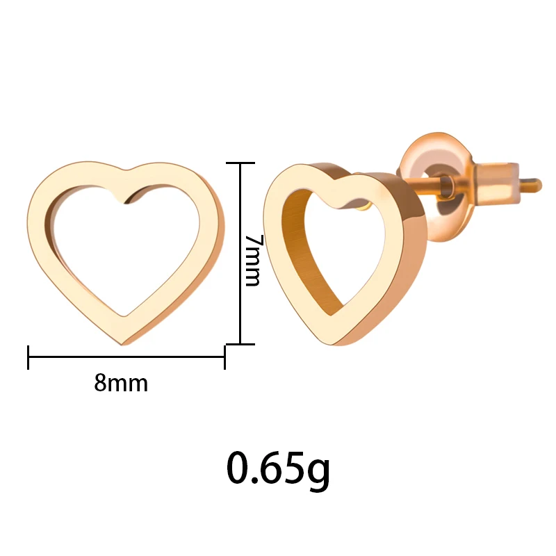 korean fashion Stainless Steel Earring Gold And Rose Gold Plated Stud Earrings Cute Heart Shape For Men women earrings Gift (3)