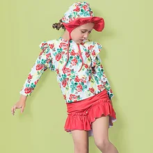 Детский купальник для девочек, г., купальник для детей, детское бикини, милый раздельный купальник для девочек, длинный рукав ремень, шапка, Onihua 2031, животное