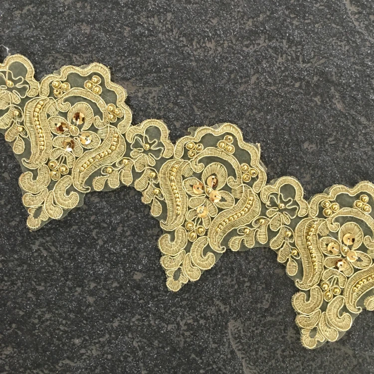Золотые блестки Rhinestone кружевной отделкой бисером, Apliques cristales отделкой parches пришить кружево обрезки мотив патчи для одежды - Цвет: gold