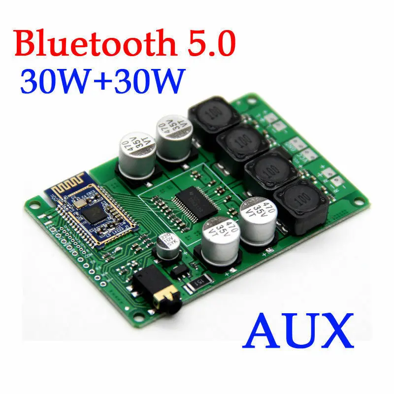 Bluetooth 5 0 приемник усилитель мощности плата 30WX2 стерео аудио AUX 12В 24В автомобиль |