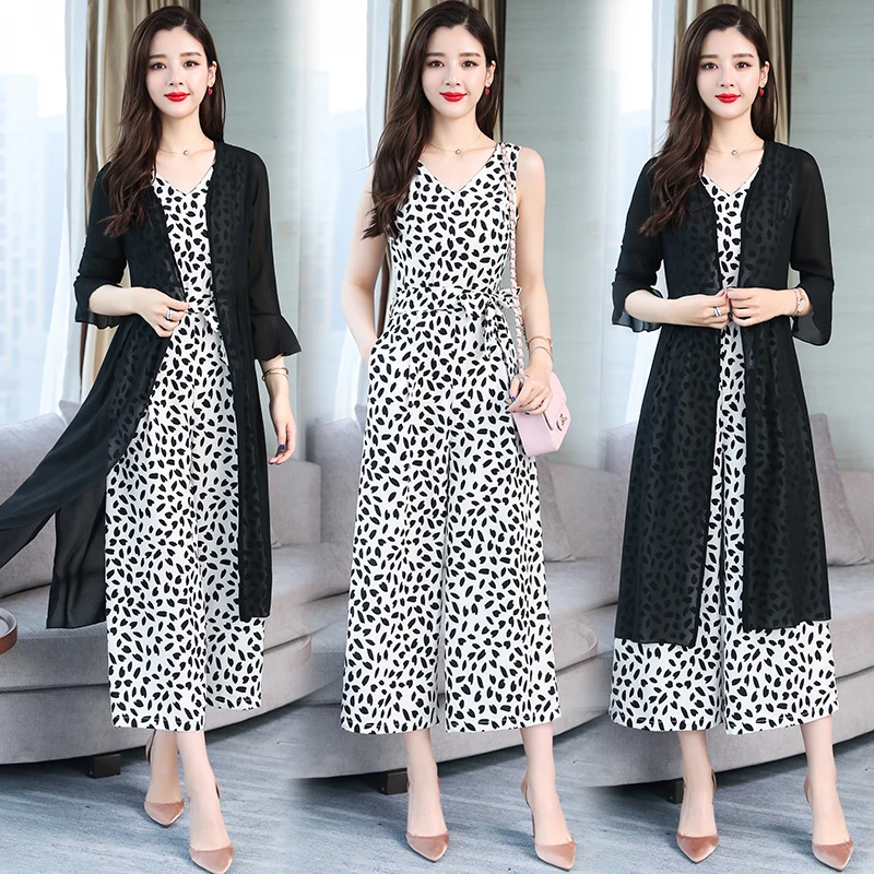 

Make summer new han edition wide-legged pants suit two-piece fashion jumpsuits shawls suit
