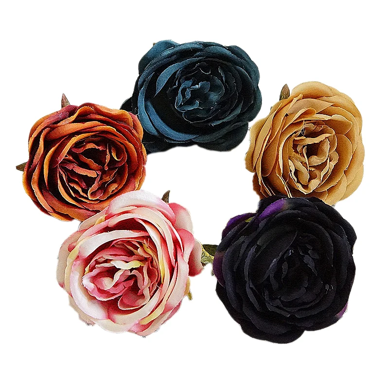 

30pcs / Lot Rose Flower Head Rayon Flowers Simulation Fake Flower Real Feel Flower Wall Wedding Background Home Decoration DIY