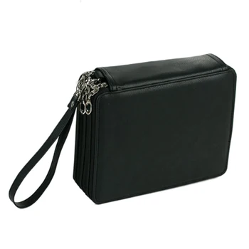 

124 Holder 4 Layer PU Leather School Pencils Case Large Capacity Pencil Bag For Colored Pencils Watercolor Art SuppliesBlack