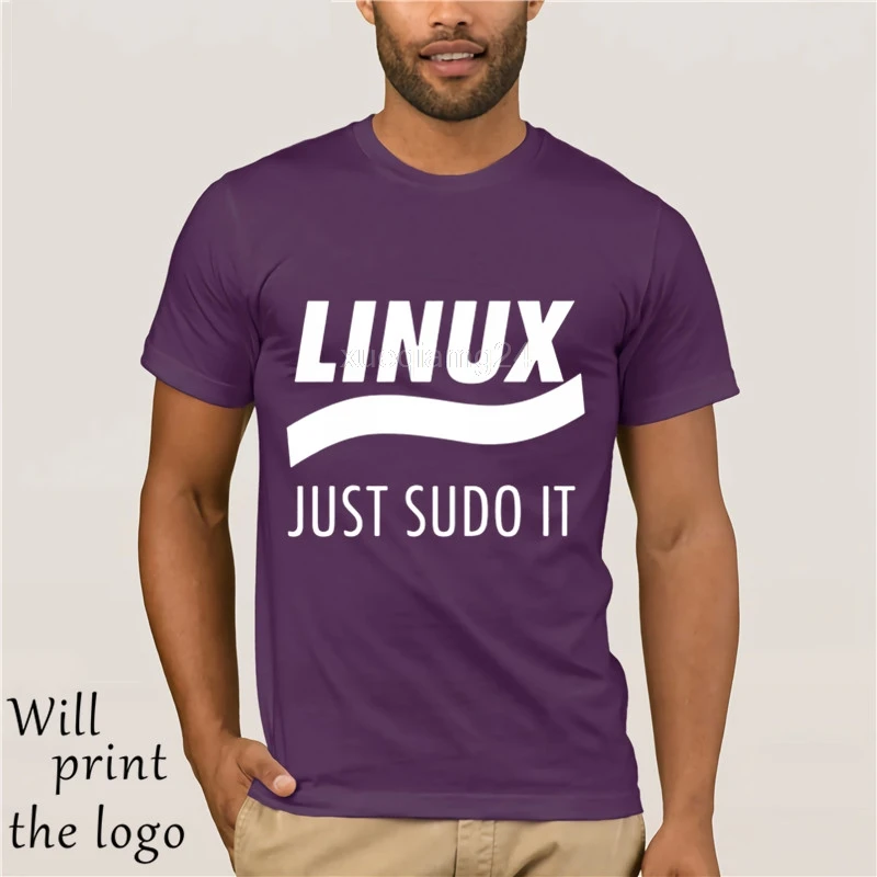 Fashion Cool Men T shirt Women Funny tshirt Linux- Just Sudo it Customized Printed T-Shirt - Цвет: purple