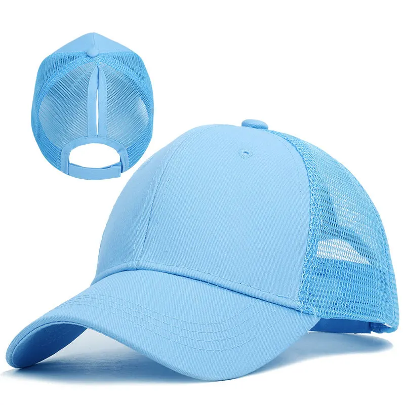 The Ponytail Light Plate Pure Color Summer Men's Sun Hat Cotton Fashion Hat Women Korean Style Panama Hats Unisex Visor Cap