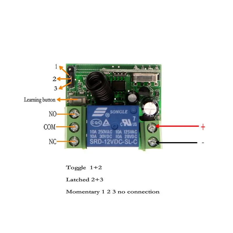 Мини Размер DC 12 В 1CH 1 CH 10A RF беспроводной переключатель системы дистанционного управления, приемник+ передатчик с защелкой(A = ON, B = OFF