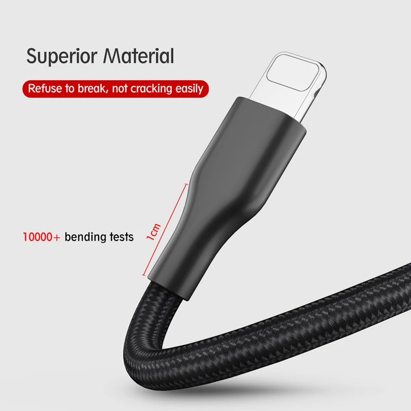 صخرة كابل يو اس بي لفون 5 5 S 6 6 S 7 8 زائد XS ماكس XR X USB كابل شحن ونقل بيانات تزامني ل باد هواتف الايزو المحمولة شاحن الحبل