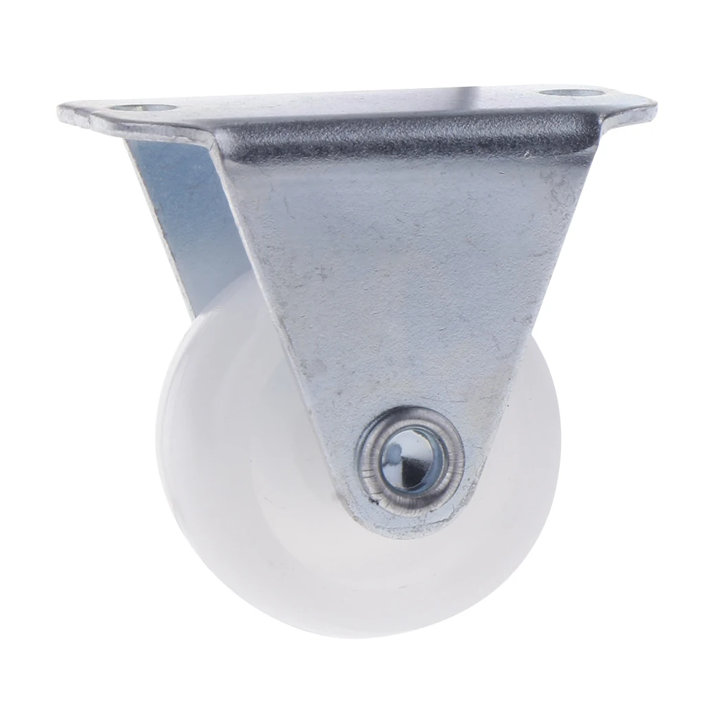 1 Inch White PP Fixed Caster Wheel 10kg 22lbs Cabinet Drawer Trolley Cart, comes with plate mounted on top