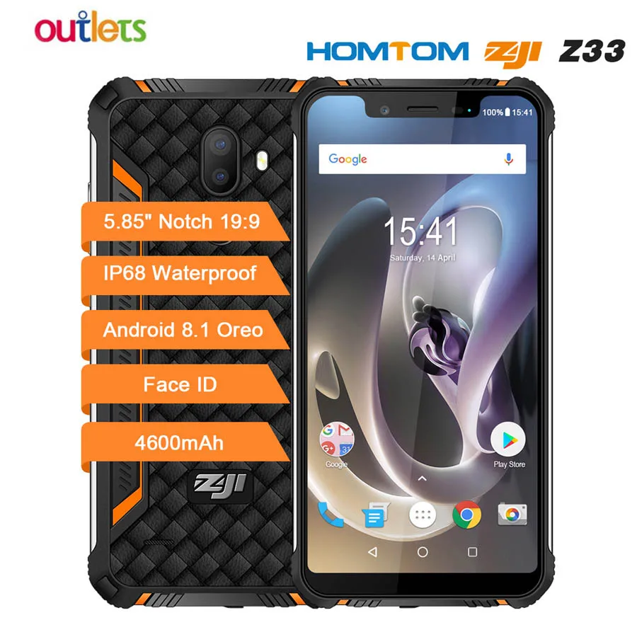 

Original HOMTOM ZOJI Z33 IP68 Waterproof 16MP+13MP Android 8.1 Smartphone 5.85" 3+32GB 4600mAh FaceID Fingerprint unlock OTG OTA