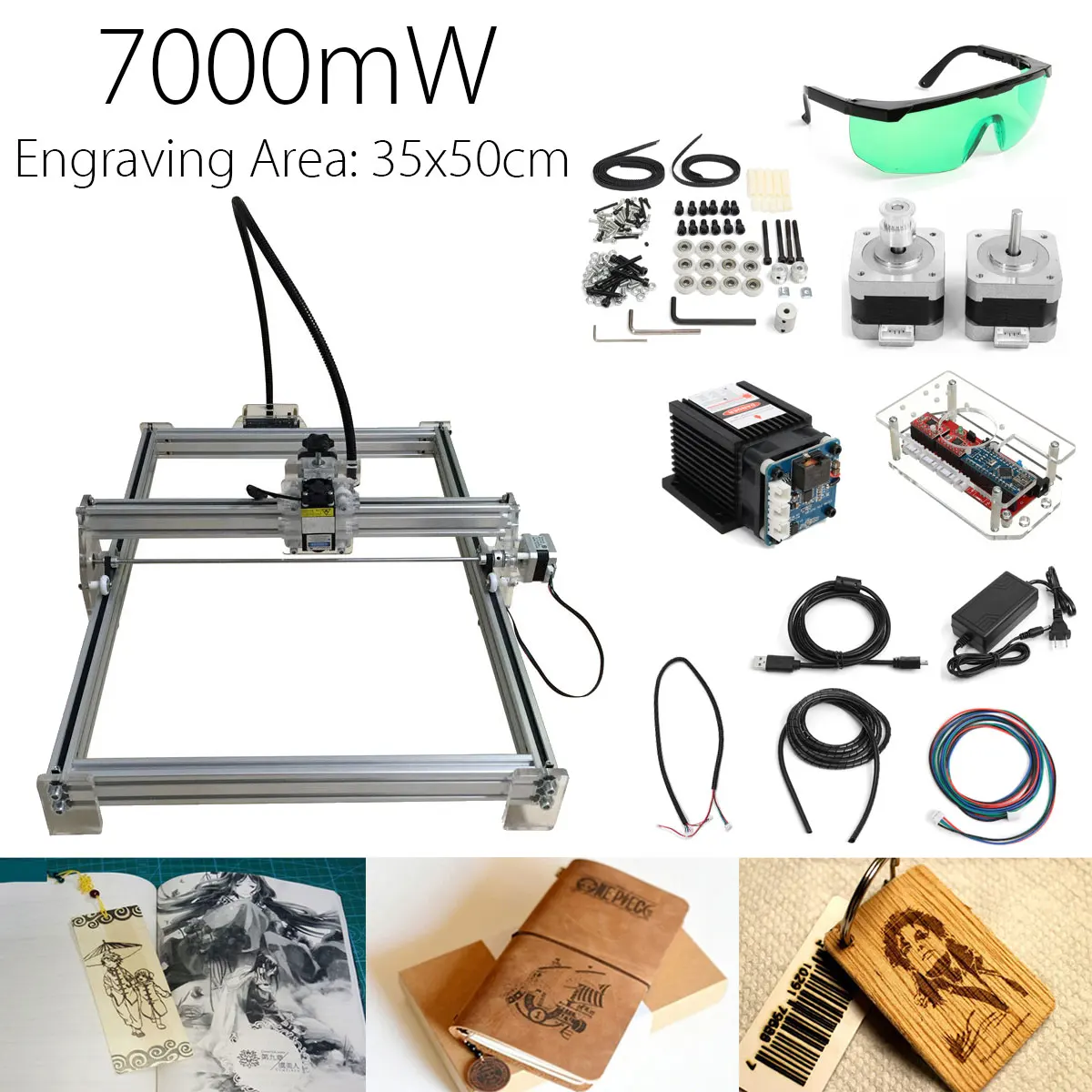 

7000mW Laser Engraving Machine CNC Laser Engraver Cutter DIY Logo Mark Printer Machine Kit Part 35x50cm Engraving Range