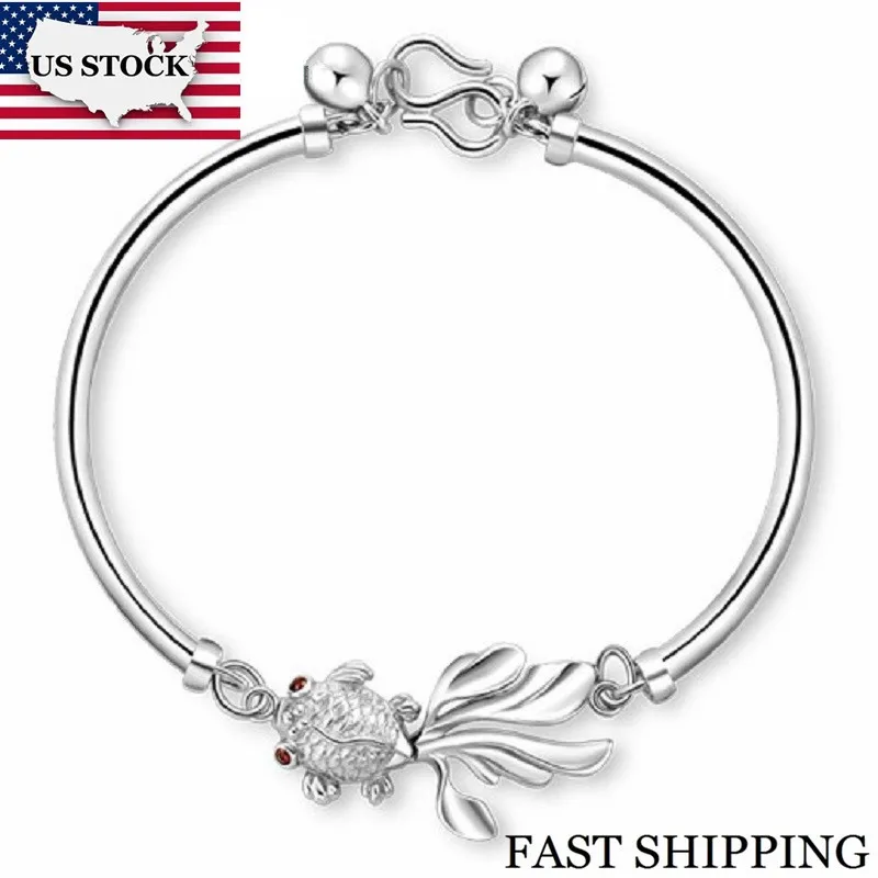 

US STOCK Uloveido 15% Off Charms Gold Fish Silver Women's Bracelet Cubic Zirconia Crystal Bracelets Jewelry for Best Friend S073