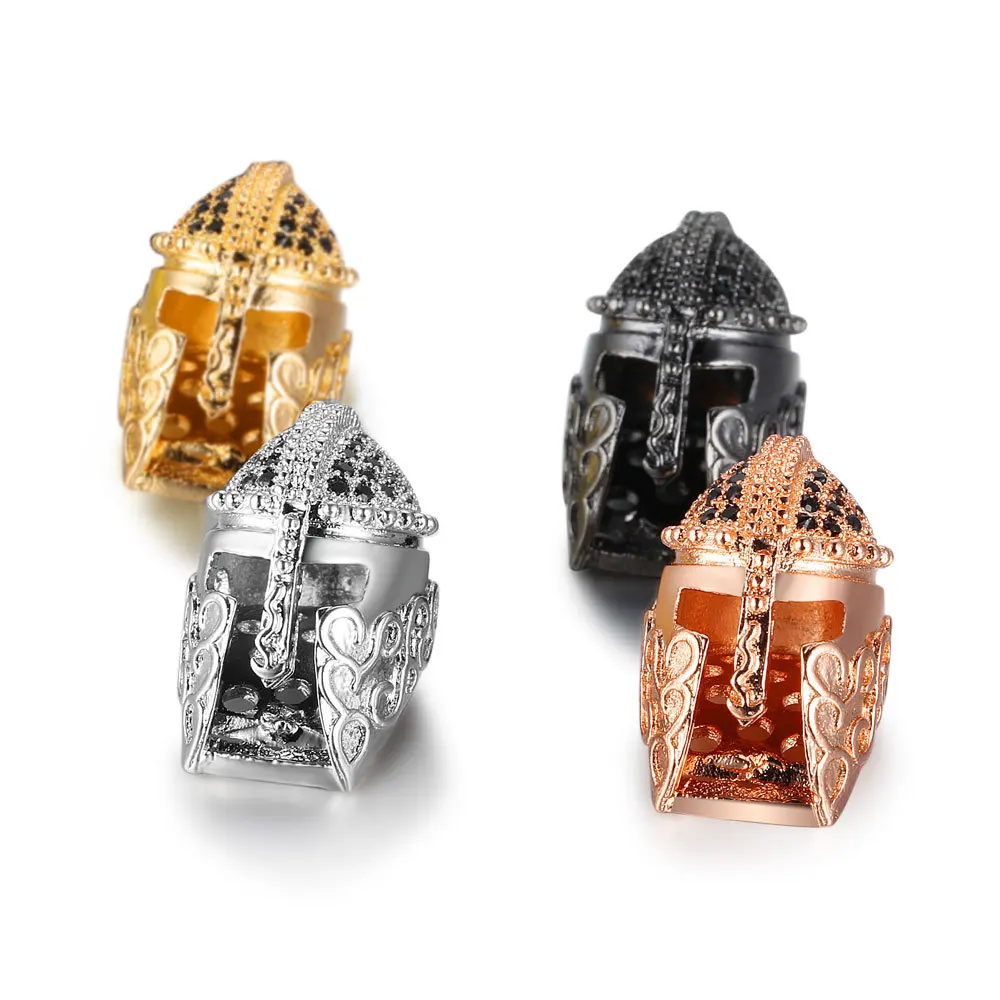 

Wholesale(5PCS/LOT) Mens Roman Helmet Beads For Bracelet Cubic Zirconia Crystal Making Jewelry Plated for Bracelet