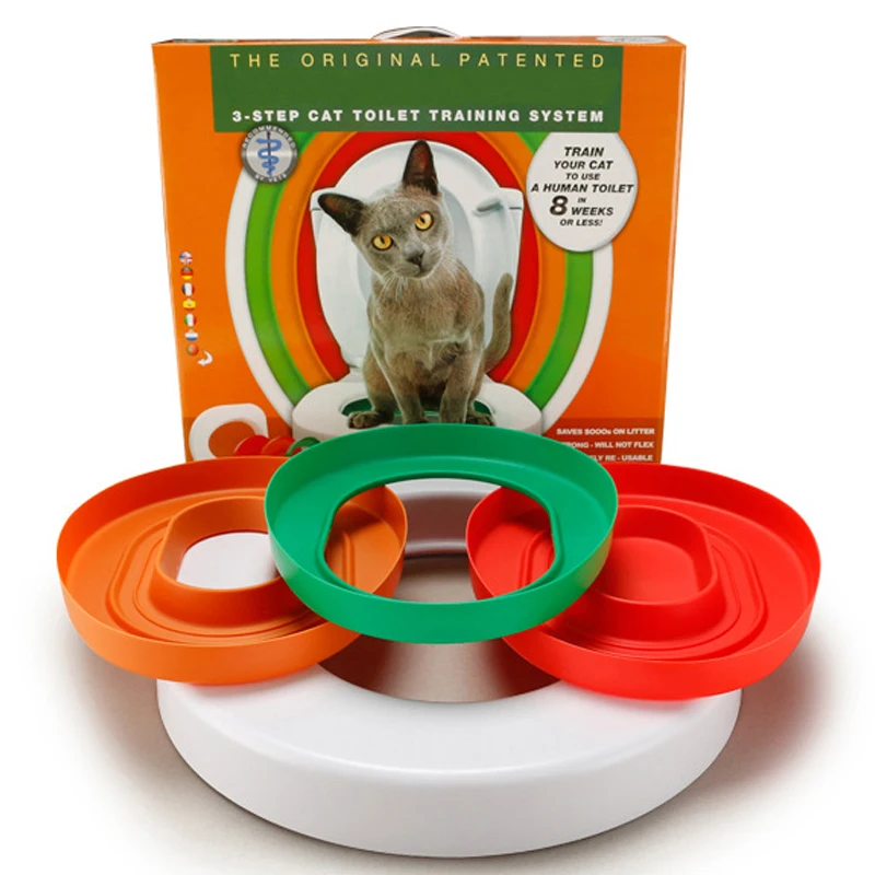 3 Step Cat Toilet Training System Kit Colourful Plastic Training