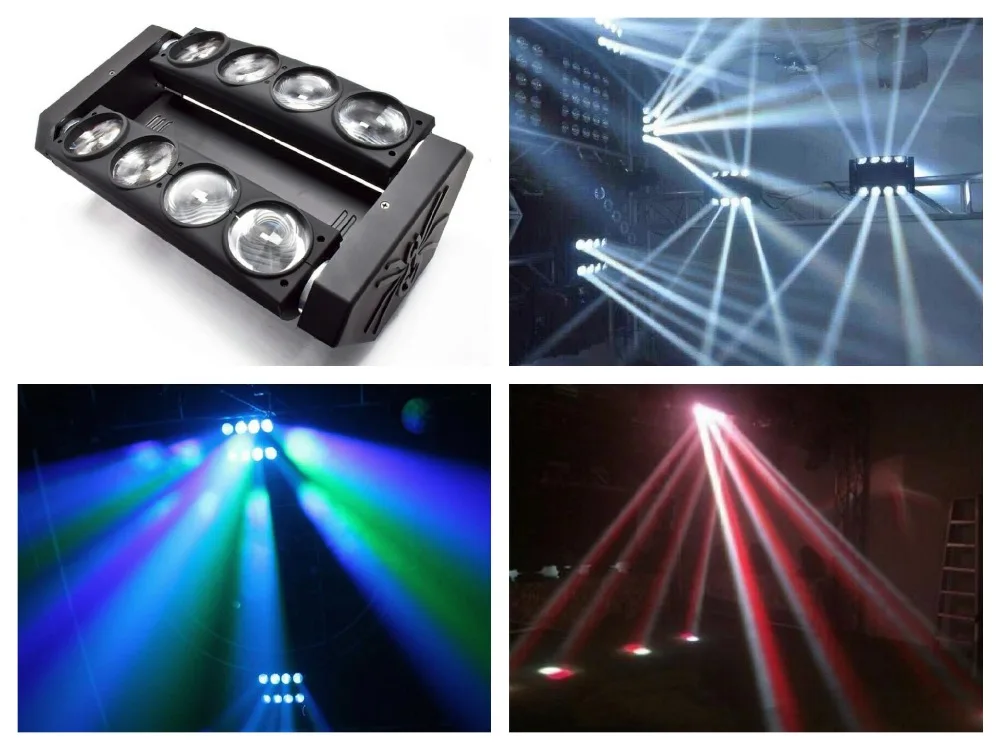 

4pcs/lot, LED Spider Light 8x10W White or RGBW 4in1 moving head spider beam Light disco ktv dj club show bar stage system