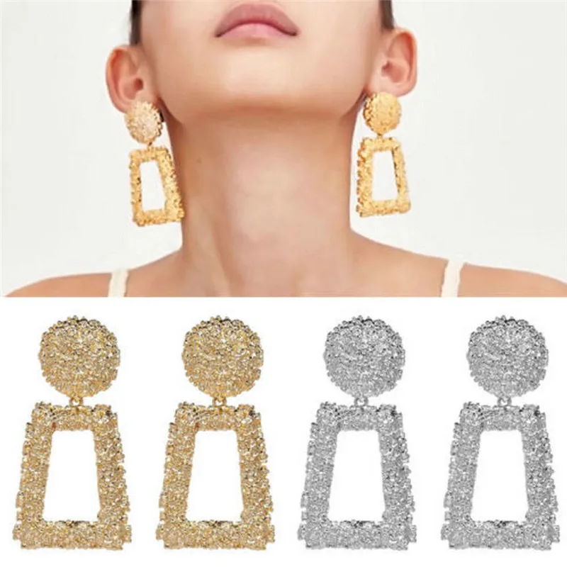 

Women Fashion Punk Dangle Earring Zinc Alloy Geometric Big Drop Earrings Statement Lady Girl Jewelry Gift