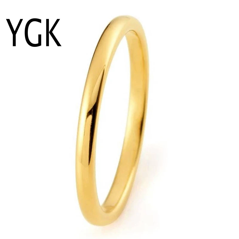 2 мм обручальные кольца для женщин классические мужские вольфрамовые кольца подарок на день рождения Юбилей Праздничная бижутерия с кольцами Прямая поставка - Цвет основного камня: 2mm Golden Ring