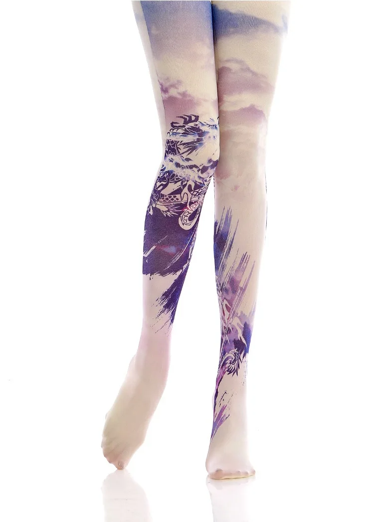 Китайские колготки с принтом дракона|socks print|socks socksocks pantyhose |