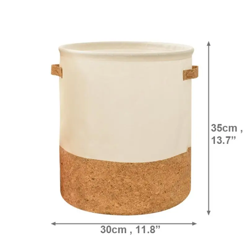 S Cotton And Hemp Receiving Barrel Cork Folding Laundry Basket Fabric Waterproof Portable Clothes Storage Supplies Cleaning Bags - Color: S
