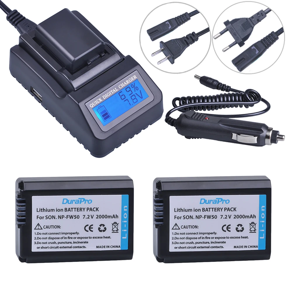 2pc NP-FW50 NP FW50 Camera Battery+ LCD Quick Charger For Sony A6000 NEX-7 NEX-5N NEX-F3 NEX-3D NEX-3DW NEX-3K NEX-5C 7R II | Электроника