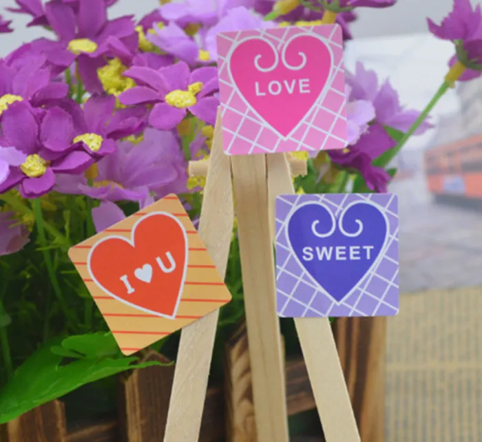 

120 pcs square Heart-shaped pattern Gift Seal Label Sticker For Party Favor Wedding gift Bag Candy Box Decor