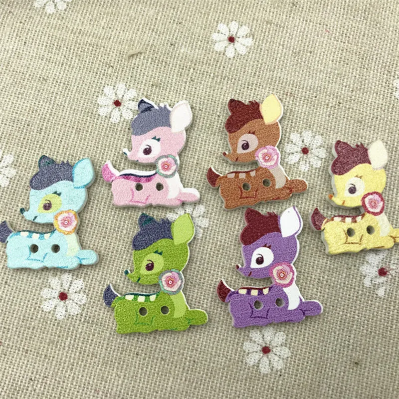 

DIY 100pcs Mixed Deer wooden buttons sewing Scrapbooking decorations handicraft 28mm