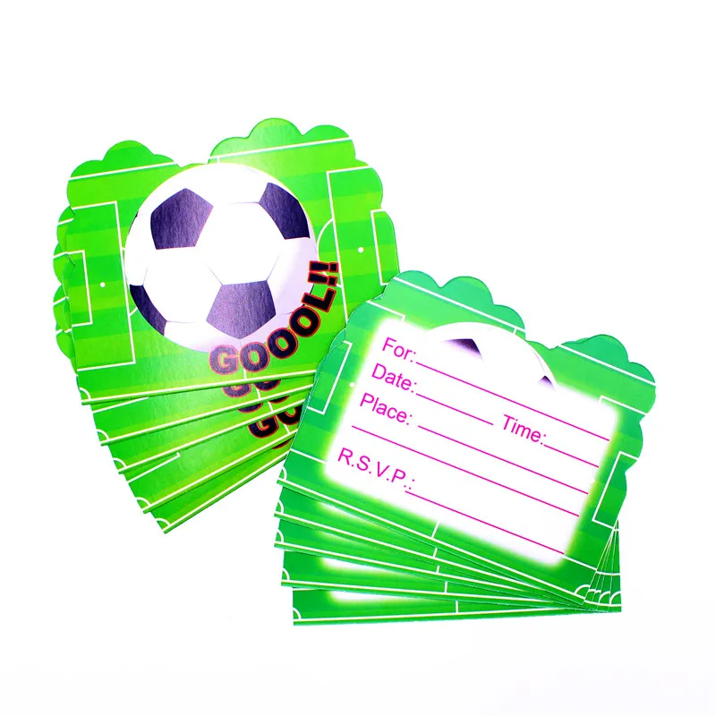 10 шт приглашения для футбольного футбола желтые открытки Singke-page украшения для вечеринки на день рождения Детские вечерние открытки - Цвет: L0164 10pcs