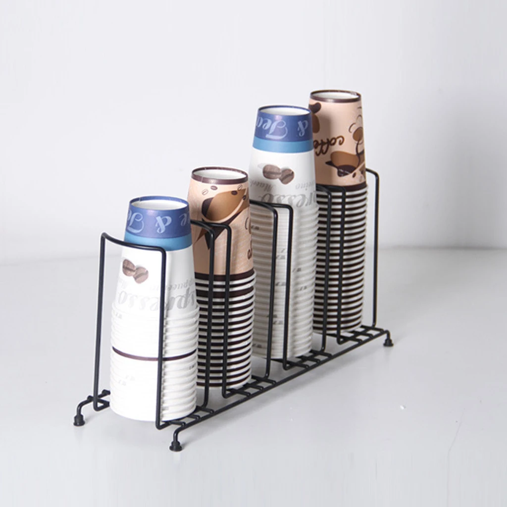 2PCS Set Metal Disposable Paper Water Coffee Cup Lid Holder Dispenser +Tissue Rack