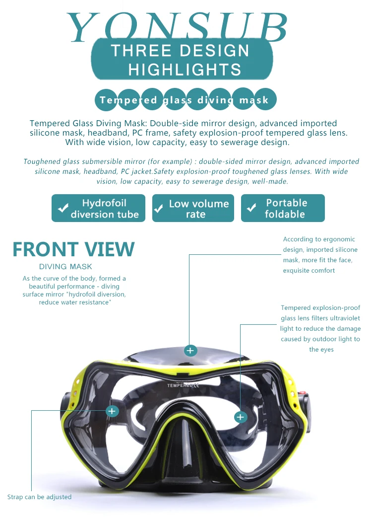 Набор профессиональных силиконовых масок для дайвинга для взрослых, Подводное плавание с трубкой, подводная охота, плавательные очки YM370+ YS03