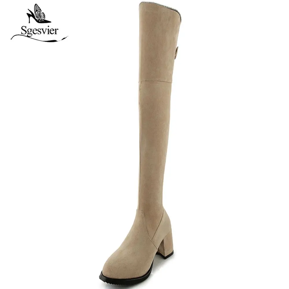 

Sgesvier New Stretch Fabric Over The Knee Boots Women's Shoes large sizes 34-48 Sexy High Heels Party female Boots Woman OX717