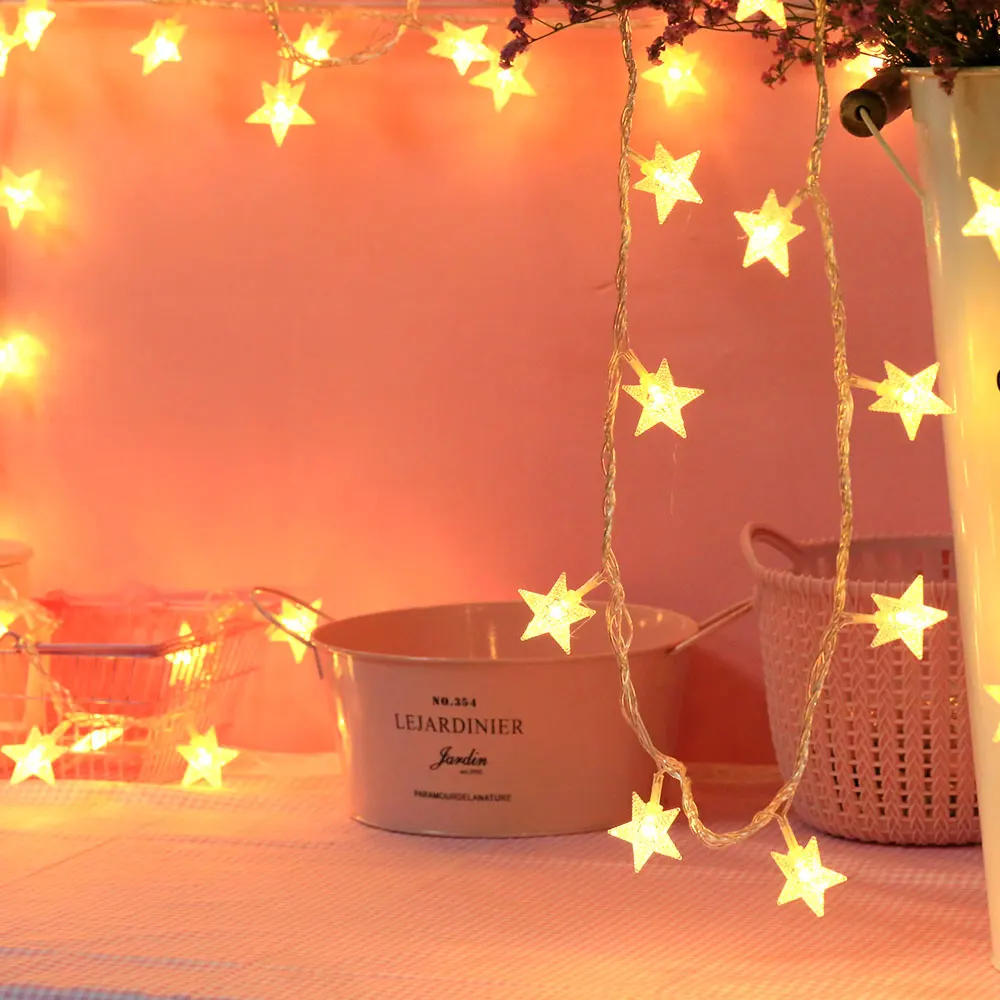 FS-LED Warm White Star String Lights Fairy Lights Five-pointed Star String Lights For Craft Wedding Party Bedroom Indoor 220V EU FS-LED Warm White Star String Lights Fairy Lights Five-pointed Star String Lights For Craft Wedding Party Bedroom Indoor 220V EU
